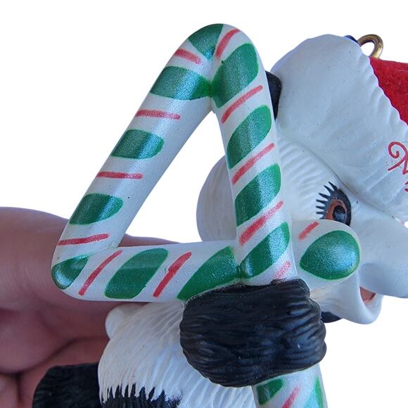 Vintage 1995 My 4th Christmas Panda Bear Ornament with Candy Cane - Picture 9 of 10